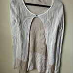 Cyrus  Womens Cardigan Thin Ivory Tan Stripes Long Sleeves Rayon Medium Photo 0