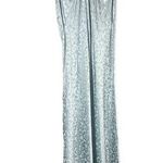Topshop Heart Jacquard Satin Slip Maxi Dress Blue Size 14 Photo 0
