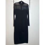 Lulus NWOT  Sensational Soiree Black Mesh Long Sleeve Bodycon Midi Dress Party L Photo 5