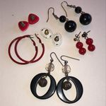 Lot of 6 Black White and Red Vintage Boho Earrings Photo 8