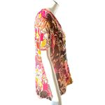 IE Silk Blouse Large Multicolor Floral Swirl Print Boho Y2K Vintage City Chic Brown Photo 5