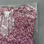 Caslon Nordstrom Top S Purple Floral Print Ruffle Neck Long Sleeve Blouse V Neck Photo 8