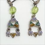 Vintage Y2K Summer Beach Colorful Bikini Dangle Earrings Silver Tone Photo 1
