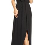 Dress the Population Ariel Racerback Faux Wrap Crepe Dress Gown, Black Small NWT Photo 0
