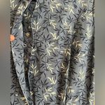 Gap  Blue White Print Linen Cotton Pleated Yoke Dress size‎ 6 Midi Snap Button Photo 3