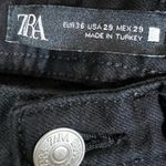 ZARA Jeans Womens 29 Black Slim Fit Tapered Mid Rise Cropped Y2K Grunge Classic Photo 4
