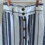 C&C California 100% Linen Midi Striped Blue and White Skirt Small Photo 5
