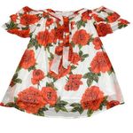 Peach Love  California Women Shirt Top Blouse Pullover Cold Shoulder Floral Print Photo 0
