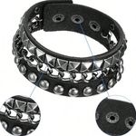 Unisex Punk Leather Cuff Goth Bracelet Photo 1