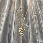 Letter S Cursive Heart Initial Necklace Gold Photo 1
