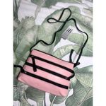 New York Pastel Pink Black Faux Leather Multi Zipper Pocket Shoulder Purse Bag Photo 0
