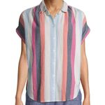 Time & Tru Gauzy Cotton Striped Shirt Women’s Medium Oversized Casual Relaxed Photo 9