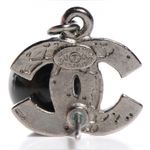 Chanel Authentic Glass Bead Globe Silver and Black Chain Drop Earrings Ruthenium Photo 2