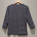 Iris & Ink Navy Blue White Striped Breton Top 100% Cotton Size XS Photo 1