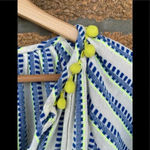 Tessora Blue Luisa Embroidered Stripe Neon Pom Pom. Dress medium Blue Photo 4