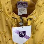 NWT City Hearts Yellow Floral Embroidered Eyelet Zip Up Vest Jacket Size S Photo 4