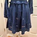 Free People  Counting Daisies Blue Embroidered Mini Dress Bell Sleeve SM NWT Photo 2