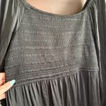 Z Supply Black Wildes Black Satin Tiered skirt Smocked Midi Dress Long Sleeve XL Photo 5