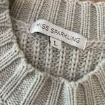 Miss Sparkling Women's Gray Knit Sweater Large Mock Neck Long Sleeve Photo 2