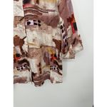 Shana Artsy Crinkle Button Tunic Top All Over Print Oversized Lagenlook Size L Brown Size L Photo 2
