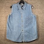 Chico's  Design Women's Sleeveless Denim Button-Front Shirt Top Size 2 Large Photo 0