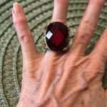 Curations beautiful large red stone ring w/flower details on an ornate band EUC Photo 0