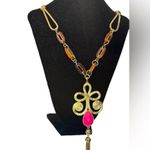 Lilly Pulitzer Gypsy Boho Style Statement Necklace in Gold & Pink Photo 3