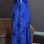 Women’s Blue Sparkly Mermaid Fit Prom Party Dress CrissCross Straps Size 10 NWT Photo 0