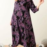 Anywear by Catherines Keyhole Midi Dress Size 2X Shark Bite Hem Purple Paisley Photo 0