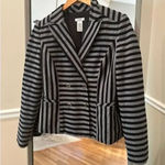Cache Black Gray Striped Double Breasted Blazer Size 2 Photo 0