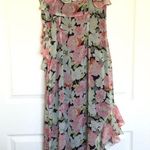 ZARA Black Floral Chiffon Midi Dress Size M Photo 6