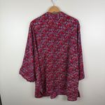 Catherines  Paisley Button Front Shirt Size 4X Red Lightweight Comfy Office Boho Photo 2