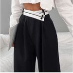 Asymmetrical Contrast Waistband Wide Leg
Dress Pants Black Size XS Photo 2