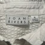 Joan Rivers  Textured Seersucker Button Up Shirt Womens XL White Long Sleeve Photo 1