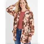 Maurice's Brown Floral Long Sleeve Open Front Cardigan Sweater - Size XXL Photo 4