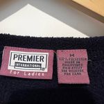 VTG Premier International Christmas Navy Blue Embroidered Cardigan Fleece Sz M Size M Photo 5