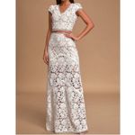 White Lace Maxi Skirt & Crop Top Set, Women's Size L Size L Photo 15