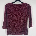 Talbots  Velvet Burnout Bell Sleeve Top Women S Petite‎ Burgundy Leopard Print Photo 6