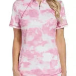 PGA Tour  Apparel Pink Sunset Tie‎ Dye Print Short Sleeve Polo Shirt Photo 0
