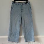 Kensie The Kaya High Waist Raw Hem Wide Leg Jeans Light Blue Ankle Sz 10/30 Photo 2