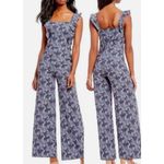 Chelsea and Violet Anthropolgie Jumpsuit Womens Small Stretch Wide Leg Floral Ruffle Wedding Preppy Photo 1