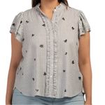 Jane and Delancey Jane & Delaney Striped Floral Flocked Blouse Photo 0