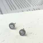 925 Silver Plated CZ Cubic Zirconia Stud Earrings for Men Women Photo 1