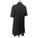 ZARA Black Rib Knit Ruffle Mock Neck Half Sleeve Mini Shift Sweater Dress Size M Photo 1