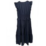 Moon River 100% Cotton Flutter Sleeve Tiered Cotton Midi Dress NWT Navy Large Photo 7