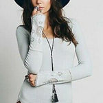 Free People  Lovely Lady Cuff Thermal Light Sage Green XS Photo 0