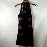 Venus Black Velvet Floral Keyhole Neck Sleeveless Dress Size Small Photo 1