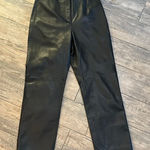 Jacqueline Ferrar Vintage  Black Leather High Rise Straight Leg Pant Size 10 Photo 0