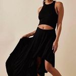 Free People  Bethany Midi Dress Size Small Black Cut Out Asymmetrical Hemline Photo 0