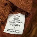 Molly green  Brown Linen Blend Tank Top Crop Ruffle Women’s Small Photo 2